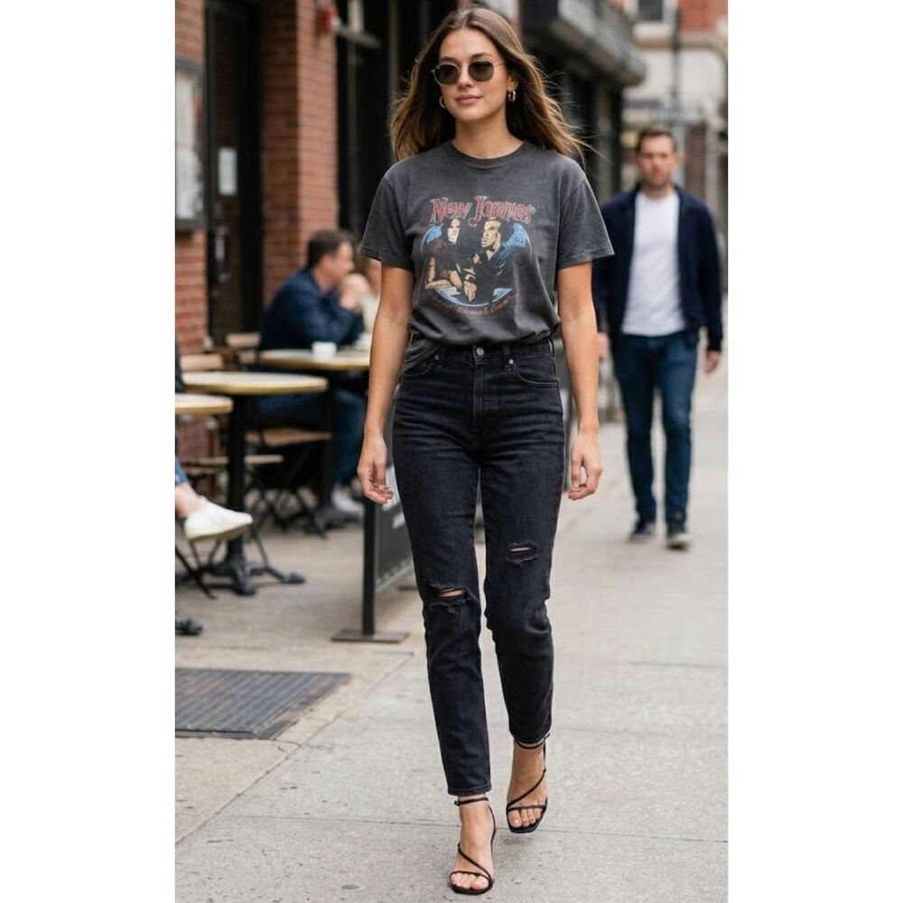 AF Abercrombie Fitch The Skinny High Rise Ripped Jeans Black Women's Size 4 / 27